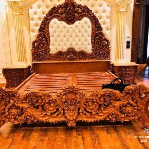 giường tân cổ điển bọc da