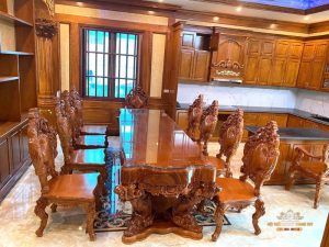 bộ bàn ăn gỗ gõ đỏ